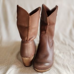 Sanita Leather & Wood Clog Boots